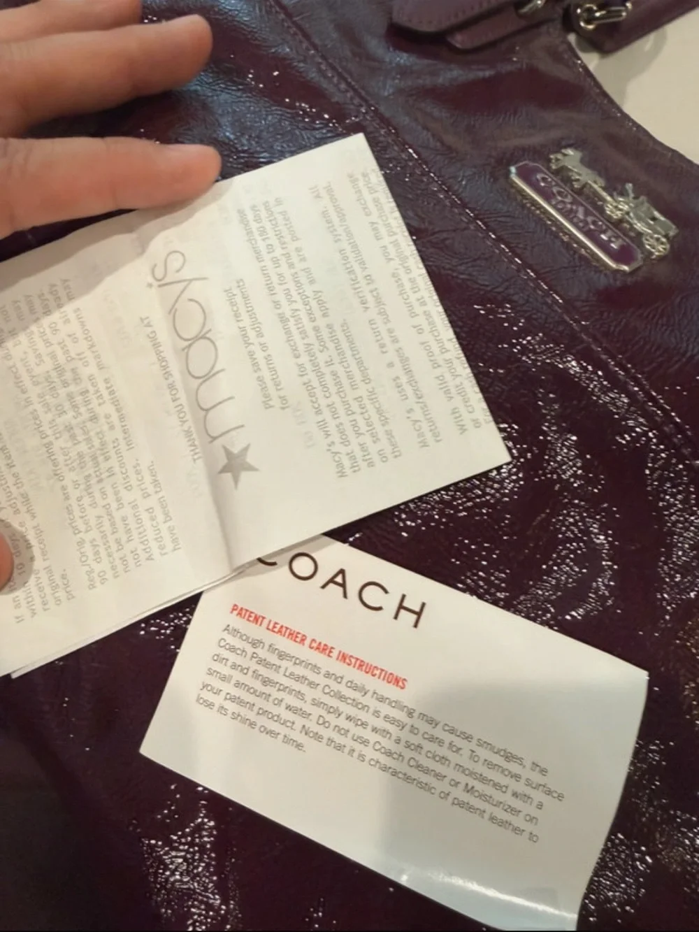 Coach Patent Leather Tote in Deep Plum